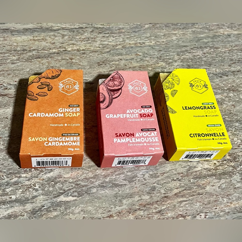 Crate 61 Soap Collection Trio - Ginger Cardamom, Avocado Grapefruit, Lemongrass